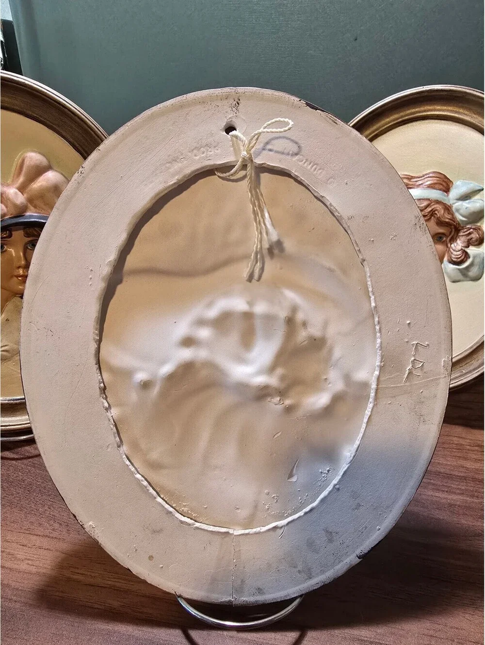 Set of 4 Vintage Duncan Ceramic Erma Gilliland Lady Cameo Oval Plaques